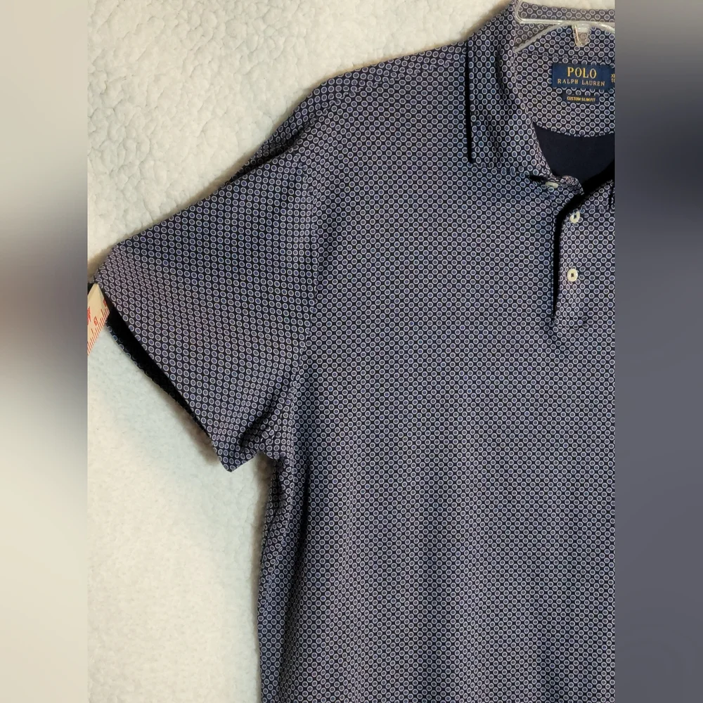 Ralph Lauren Men's Blue Geometric Polo Shirt Size XL